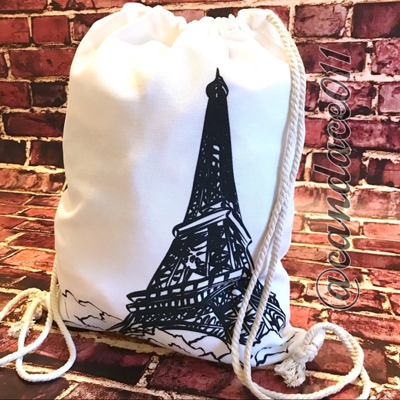 CC Boutique Handbags - Black & White Eiffel Tower Backpack